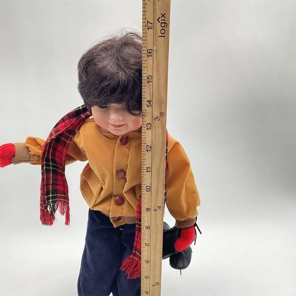 A Vintage Porcelain Boy Doll 16”with Ice Skates‎ Winter Theme